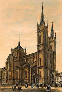 Altlerchenfelder Kirche. Kolorierte Kreidelithographie v. R. v. Alt, 1849, © Ch. Brandstätter Verlag, Wien, für AEIOU