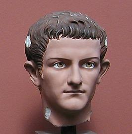 Caligula, farbige Rekonstruktion auf einer Gipsreplik