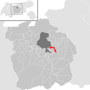 Lage der Gemeinde Aldrans im Bezirk Innsbruck-Land (anklickbare Karte)