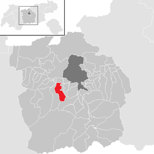 Lage der Gemeinde Axams im Bezirk Innsbruck-Land (anklickbare Karte)