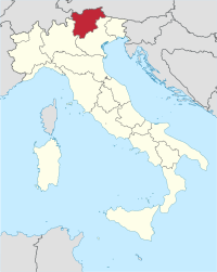 Karte Italiens, Trentino-Südtirol hervorgehoben