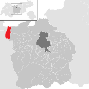 Lage der Gemeinde Wildermieming im Bezirk Innsbruck-Land (anklickbare Karte)