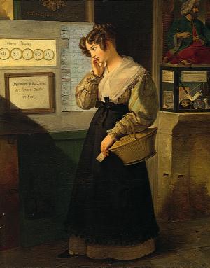 Peter Fendi: Mädchen vor einem Lotteriegewölbe Peter Fendi: Mädchen vor einem Lotteriegewölbe