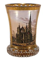 Biedermeier: Glas mit dem Wiener Stephansdom Biedermeier: Glas mit dem Wiener Stephansdom