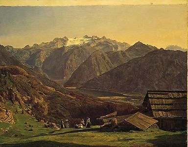 Ferdinand Georg Waldmüller: Ansicht des Dachsteins mit dem Hallstätter See von der Hütteneckalpe bei Ischl Ferdinand Georg Waldmüller: Ansicht des Dachsteins mit dem Hallstätter See von der Hütteneckalpe bei Ischl
