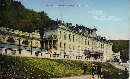 Schlosshotel Kobenzl, kolorierte Postkarte, 1905 Schlosshotel Kobenzl, kolorierte Postkarte, 1905