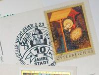 Sonderstempel Stille-Nacht-Feiern Oberndorf 2012 bei Weihnachtsmarke, damals noch 0,62 Euro; Detail einer Weihnachts- und Neujahrsgrußkarte; Privatbesitz - Foto: © Ernst Zentner