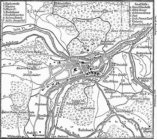 Landkarte von Bad Ischl, 1888) Landkarte von Bad Ischl, 1888)