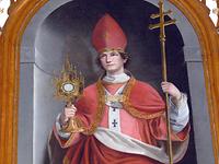 Heiliger Norbert von Xanten mit Monstranz, 19. Jh., Schlägl, Oberösterreich Heiliger Norbert von Xanten mit Monstranz, 19. Jh., Schlägl, Oberösterreich