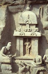 Ascetic in front of small temple Ascetic in front of small temple