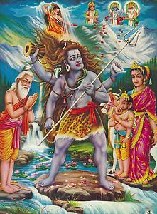 Religious picture showing the coming down of Ganga in the style of the 19 th century Religious picture showing the coming down of Ganga in the style of the 19 th century