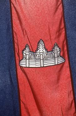 The flag of Cambodia with the main temple of Angkor Wat The flag of Cambodia with the main temple of Angkor Wat