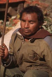 A blind beggar catches gifts A blind beggar catches gifts