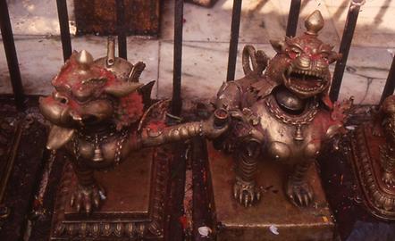 The inner sanctum is protected spiritually by bronze lions The inner sanctum is protected spiritually by bronze lions