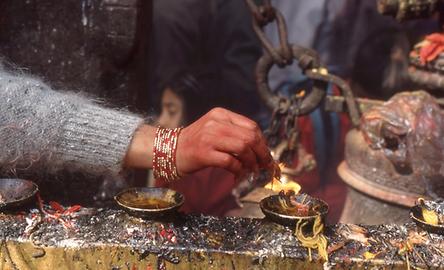 Oil lamps are lighted and incense is burned Oil lamps are lighted and incense is burned