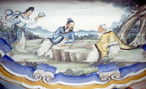 Two gentlemen at the board game Two gentlemen at the board game