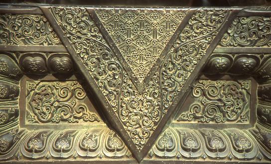 Fine ornament with stylized lotus petal leafs on the pedestal Fine ornament with stylized lotus petal leafs on the pedestal