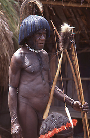 Dani man with bow and arrow Dani man with bow and arrow