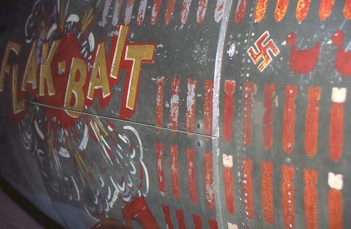 The bomber crew was happy to have survived, and painted the number of flights symbolically on the aircraft’s hull The bomber crew was happy to have survived, and painted the number of flights symbolically on the aircraft’s hull