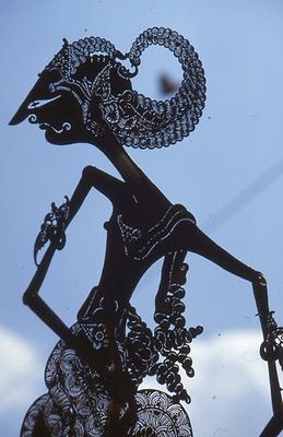 Javanese shadow puppet cut from buffalo leather Javanese shadow puppet cut from buffalo leather