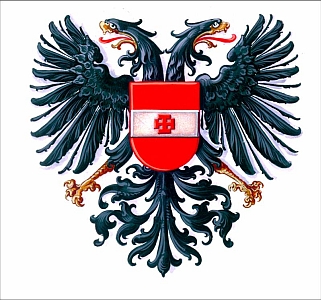 Abb. 17: Erster Wappenentwurf mit Kruckenkreuz und 9 Flügelfedern