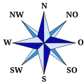Kompassrose, die auf Nachbargemeinden zeigt