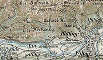 Hötting, Innsbruck West (um 1898–1905, Detail aus Franzisco-Josephinische Landesaufnahme, Blatt 29-47 Innsbruck)