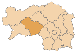 Lage des Bezirks Murtal im Bundesland Steiermark (anklickbare Karte)