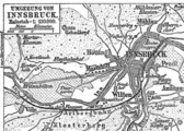 Innsbruck West(um 1888, aus Umgebung von Innsbruck, Meyers Konversationslexikon, 4. Aufl.)