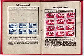 Beitragsnachweis 1955 und 1956 aus einem SPÖ-Mitgliedsbuch