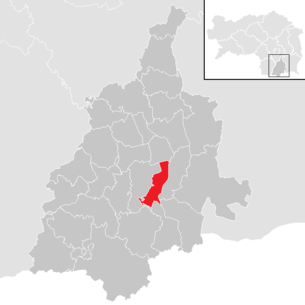 Lage der Gemeinde Wagna im Bezirk Leibnitz (anklickbare Karte)